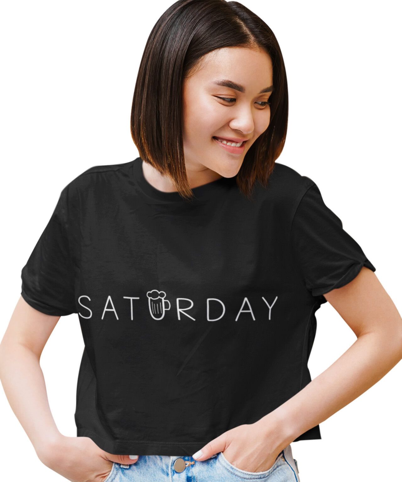 medle-saturday-graphic-crop-top-lycra-ribbed-neck-style-medlle