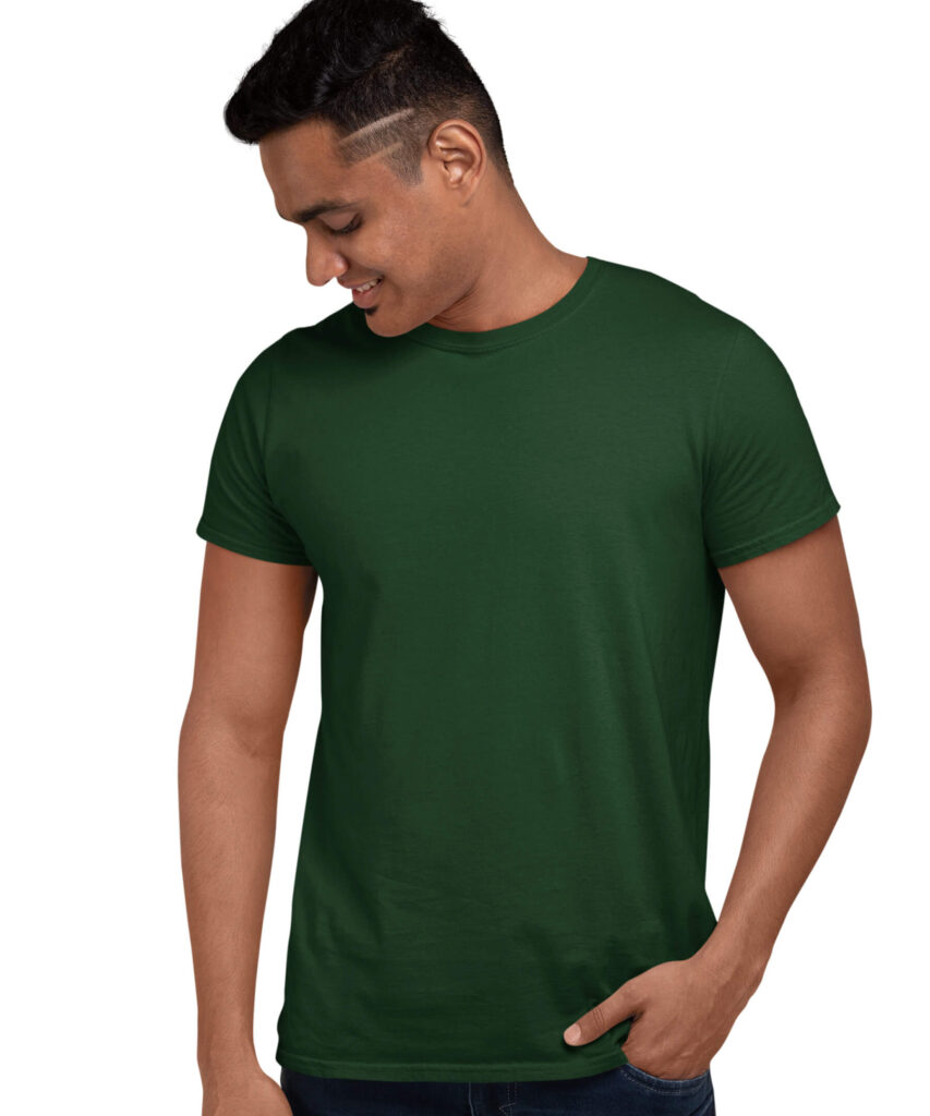 MEDLE Solid Bottle Green Men's T-shirt | Regular Fit Elegant Cotton Tee ...