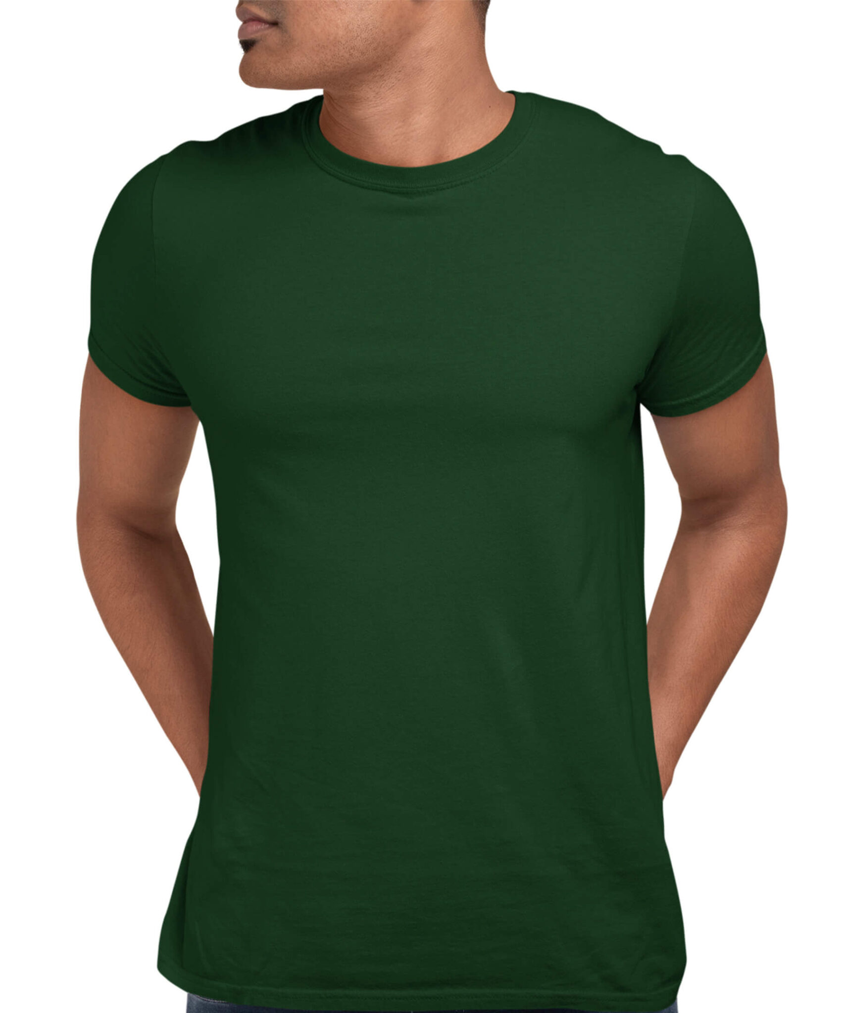 MEDLE Solid Bottle Green Men's T-shirt | Regular Fit Elegant Cotton Tee ...