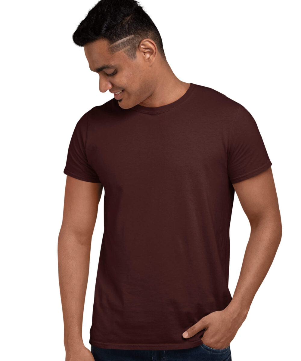 MEDLLE Solid Maroon Men's Tshirt Regular Fit Elegant Cotton Tee Medlle