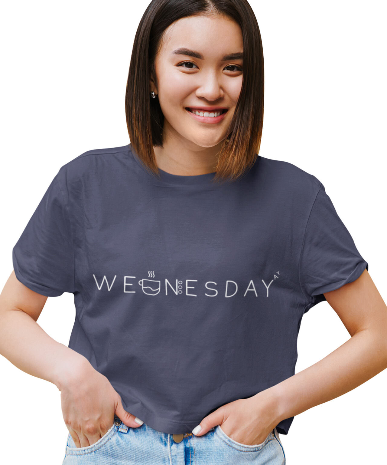 MEDLE Wednesday Graphic Crop Top | Lycra Ribbed Neck Style - Medlle