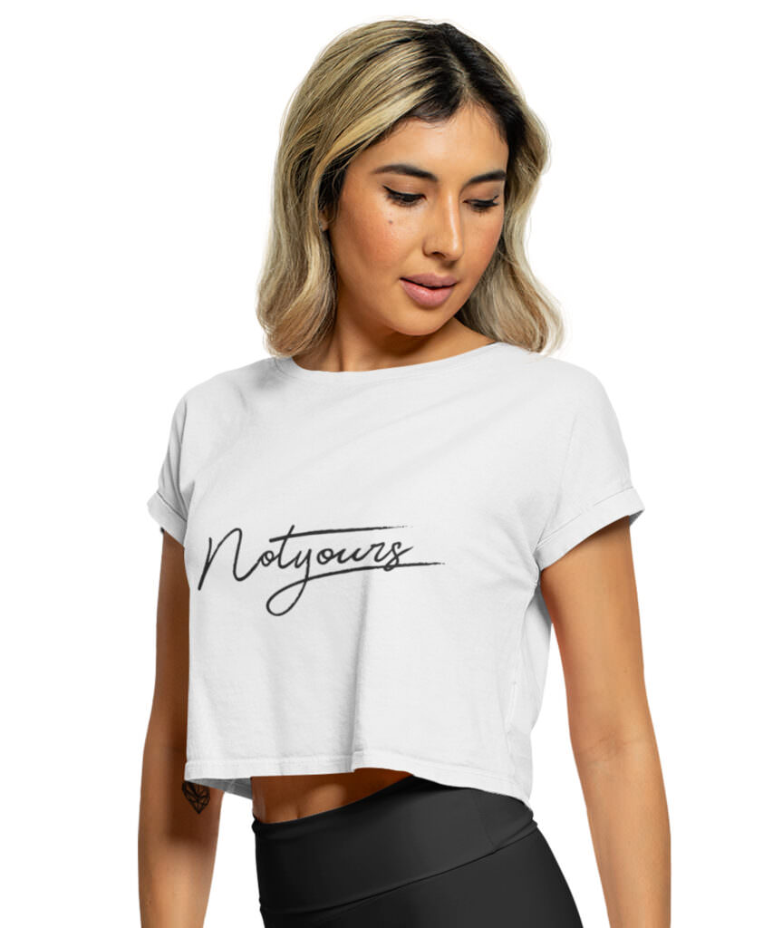 MEDLE Not Yours Graphic Crop Top | Lycra Ribbed Neck Style - Medlle
