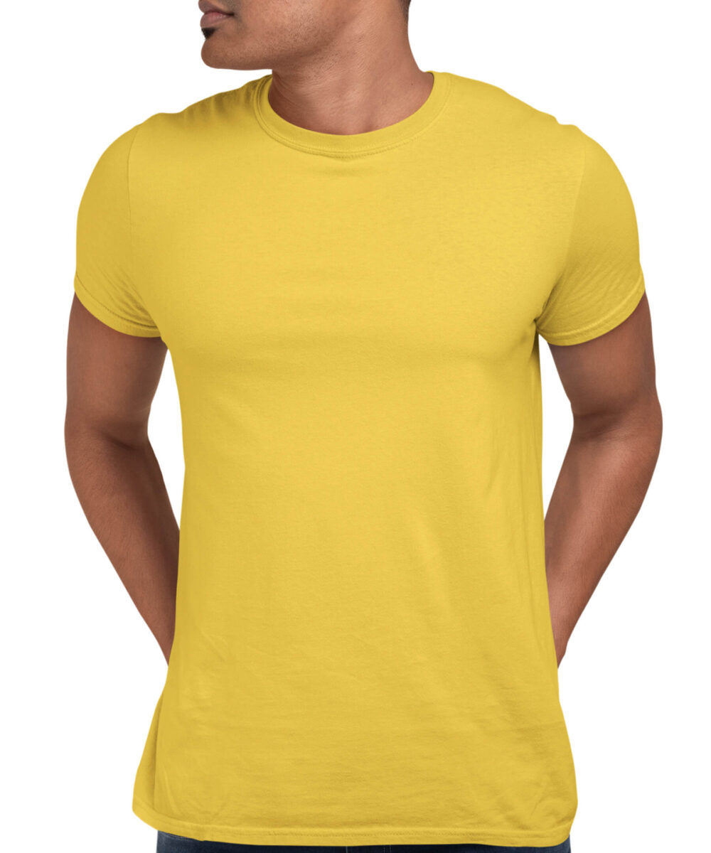 MEDLE Solid Yellow Men's T-shirt | Regular Fit Elegant Cotton Tee ...